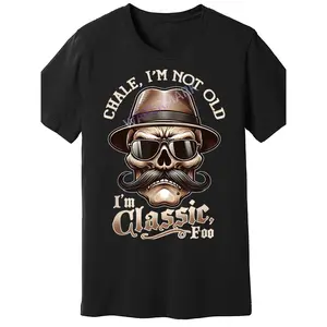 Men's "I'm Not Old, I'm Classic Foo" Graphic Tee - Funny Cholo Chicano Lowrider Design, Black Cotton Short Sleeve T-Shirt, Casual Round Neck, Machine Washable, Allseason Apparel| Playful Design| Graphic Print Shirt