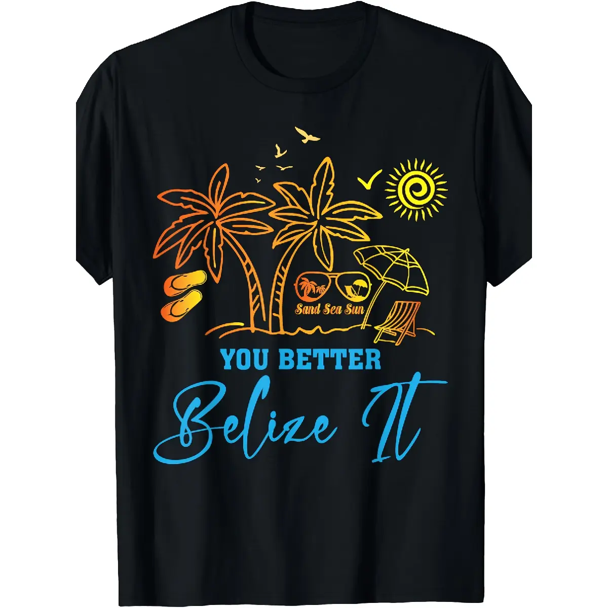 [100% Cotton] 100% Cotton 'S & 'S Short Belize Beach Vacation Funny You Better Belize It Belize Men'S T-Shirt with Printed Pattern