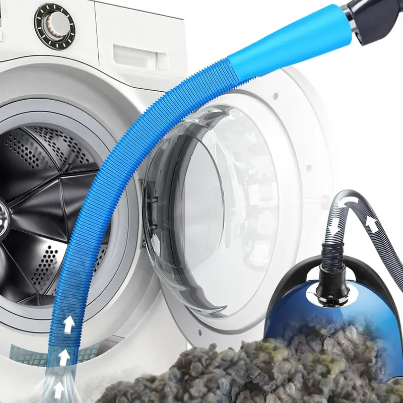 Dryer Vent Cleaner Kit, Dryer Lint Vacuum Attachment Compatible with Most Vacuum Cleaner, Dryer Vent Cleaning Tool Vacuum Hose with Universal Connector, 31.5 Inch, Blue