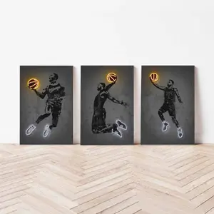 Basketball Legend Canvas Poster Print Wall Art Set, Iconic Player Prints, Sports Themed Decor for Bedroom Game Rooms & Man Cave