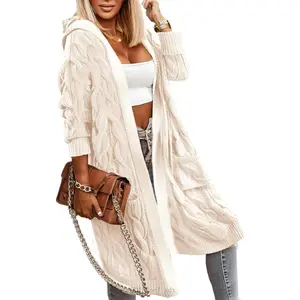 Lightweight Hooded Open Front Cardigan Sweaters for Women Oversized Cable Knit Sweaters Pocketed Trendy Long CardigansDD15tool sdx