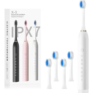 Electric Toothbrush, High Vibration Sonic Electronic Toothbrush for Adults with 2 Minutes Smart Timer, 5 Optional Modes, 4 Replacement Brush Heads Ultra Whitening (White)