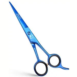 Smooth Razor Edge Series Hair Scissors 6.5'' Stainless Steel Sharp (Blue Barber Scissors) Haircare Heatless Heatless Styling