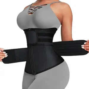 Adjustable Waist Trainer for Women, Double Belts Neoprene Corset with Zipper, Workout Cincher for Tummy Control & Back Support