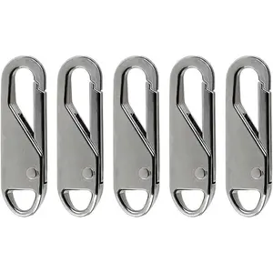 5 count Nickel Metal Zipper Pulls Durable Replacement Zipper Tabs for Luggage Backpacks Jackets Suitcases Bags - Easy-to-Use Zipper Repair Fixer Stylish and Reliable Design for Everyday Use and Travel