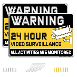 Video Surveillance Sign All Activities Monitored 2Pack 8 x 12 Inches Aluminum Durable Weatherproof Outdoor Signs with Mounting Hardware for Home Farm Yard Garden tin sign wall decor sign aluminum wall art warning sign yardsigns metal private property