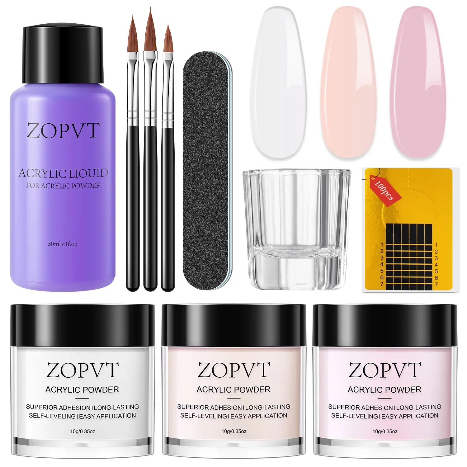 Beginner-Friendly Nocis Acrylic Nail Kit, Transparent Nude Color, Non-Discoloring Formula, Includes Nail Art Tools, Manicure, Nail Kit Acrylic Set!