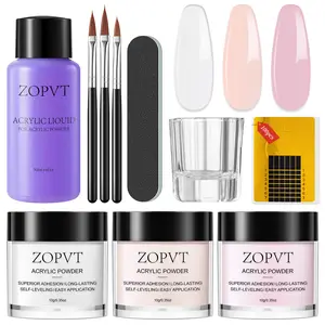 Beginner-Friendly Nocis Acrylic Nail Kit, Transparent Nude Color, Non-Discoloring Formula, Includes Nail Art Tools, Manicure, Nail Kit Acrylic Set!