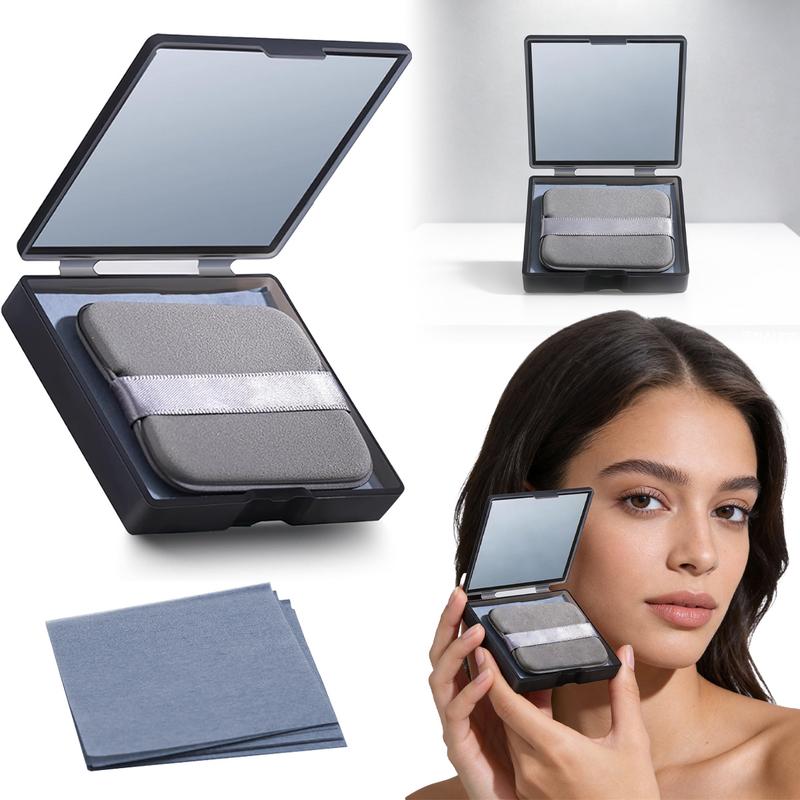 Oil Blotting Sheets for Face - 500 Sheets with Mirror & Puff for Oily Skin | Natural Oil Control Film, Absorbs Excess Oil, Makeup Friendly