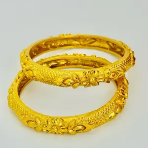 Size 2/4,2/6 Gold plated bangles Set of 2, gold plated chura/ bala