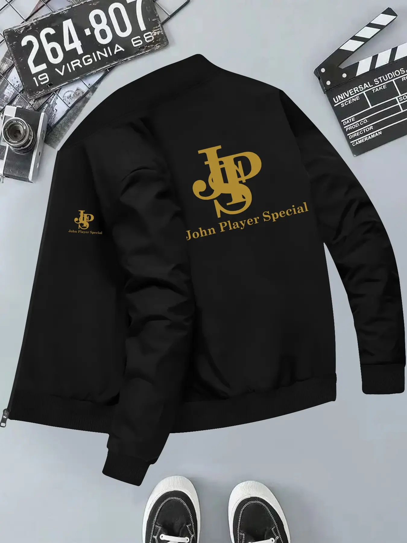 Trendy Retro Letter Baseball Jacket, Gold Colorblock Print, Spring Autumn Versatile Outerwear, Casual Long Sleeve Pullover, Sweatshirt Jacket, Daily Wear Jackets
