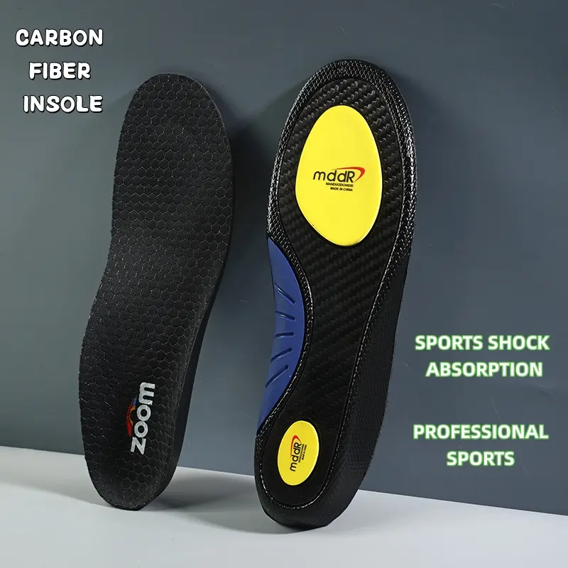 Unisex Carbon Fiber Running Footwear Insoles (Model 5204) - PU Material, Superior Arch Support, Breathable, Odor-Free, High-Elastic Cushioning, Heel Pads, Shock-Absorbing, Sweat-Wicking for Women's Sneakers, Summer Use