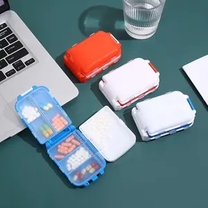 Portable Foldable Pill Organizer, Three-Layer 8-Cell Small Medicine Box, Tablet & Pill Storage, Durable Plastic Container