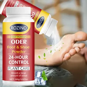 Rozino Foot Powder Odor Control 24-Hour Absorbs Large Sweat 100g Plant-Based for Plant Care Freshness