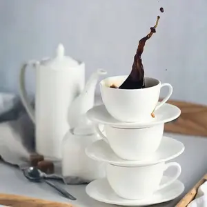 White 3 Oz | 100 Ml Coffee Cup & Saucer Drinkware Porcelain