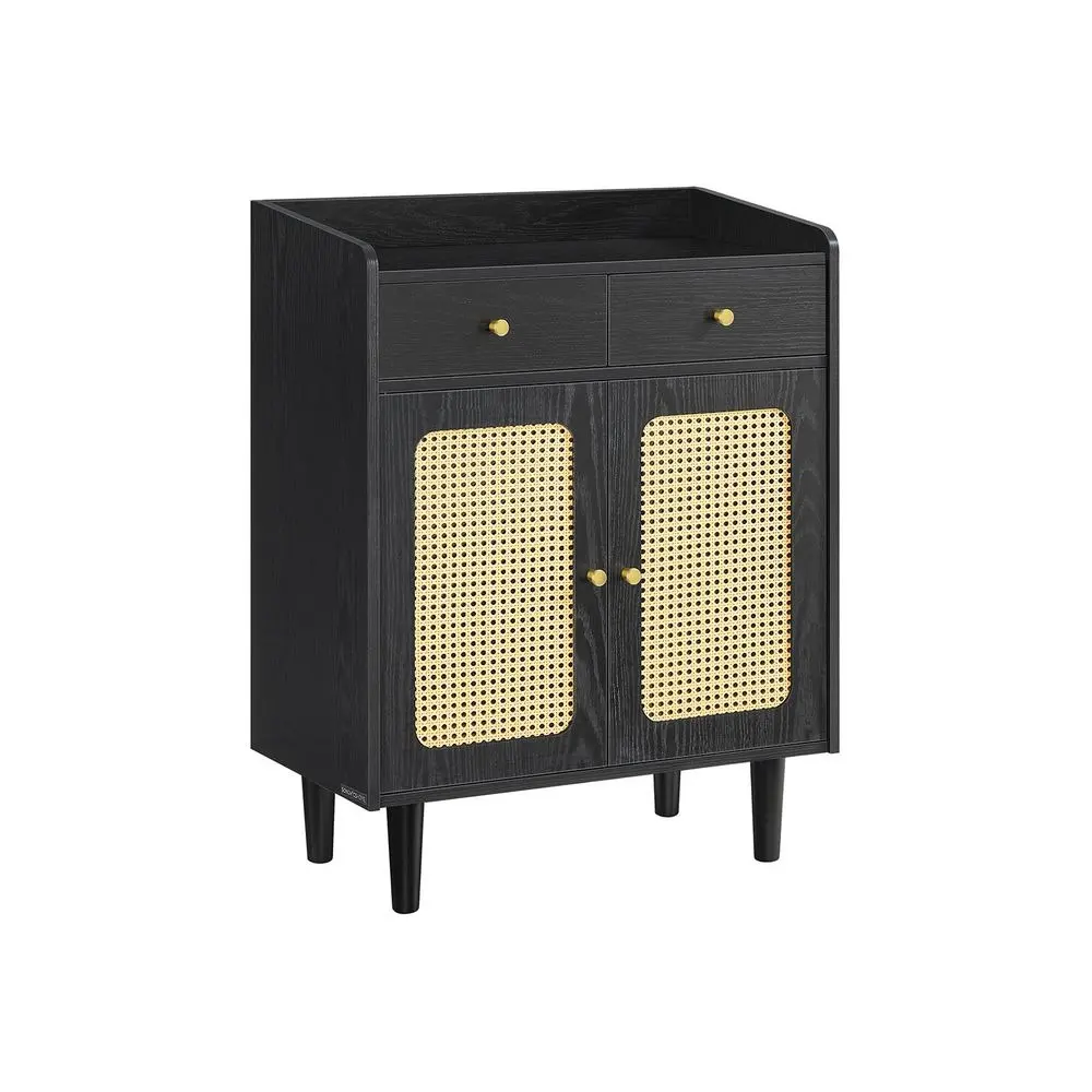 SONGMICS HOME BOHOVEN Collection Multifunctional Storage Cabinet - Buffet Cabinet, Sideboard with Rattan-Like Doors, Drawers, and Adjustable Shelf