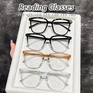 4pcs Unisex Reading Glasses, Ultra-Light Thin Clear Lenses, 1.00-4.00 Magnification, Square Round Full Frame, for Computer Books Smartphones, Reading Eyeglasses