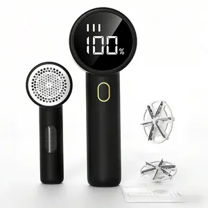 Rechargeable Electric Fabric Shaver & Lint Remover 3 Speed Settings 6 Blades LED Display for Clothes Furniture Sweaters & Blankets Portable Travel Friendly