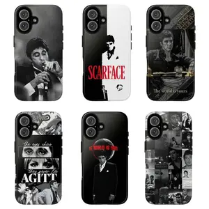 Scarface Tony Montana Smoking Scene Phone Case, Vintage Mafia Aesthetic Tough Cover, Compatible with iPhone 11-17 Pro Max/Plus and Samsung Galaxy S23-25