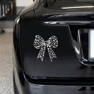 Tiger Print Bow Car Sticker, Cute Vinyl Decal for Car Windows, Bumpers, Laptops, Waterproof Vehicle Exterior Decoration Accessories