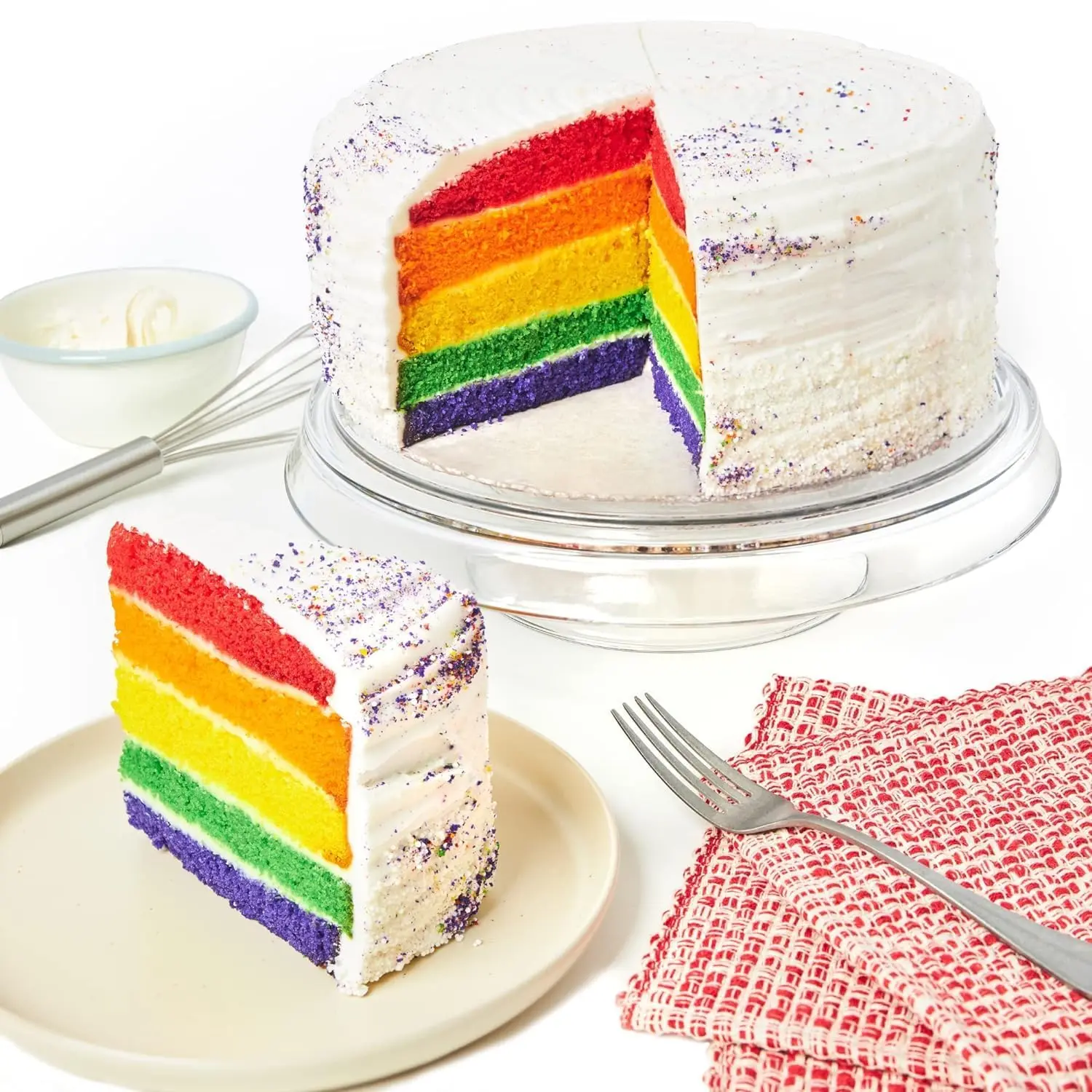 David's Cookies Rainbow Layer Cake – 10" Pre-Sliced Colorful Layered Celebration Cake, Gourmet Bakery Cake, 14 Pieces