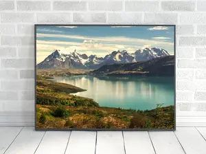 Torres Del Paine National Park - Patagonia poster - Chile - Quality Digital Photo - Patagonia Landscape - Mountain Lake Landscape