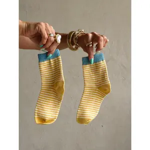 Stripe Socks in Yellow & Blue