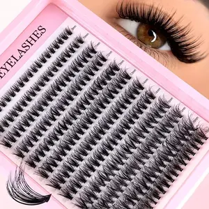 Reusable Fake Eyelash Clusters, 12 Rows of D Curl 3D Thick Lashes in Multiple Lengths 9-16mm, Easy to Apply and Remove DIY False Lashes for Beginners