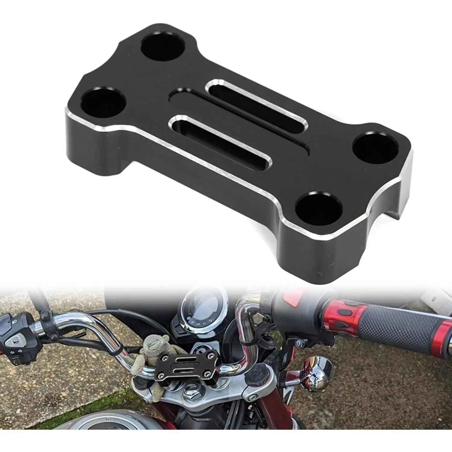 Monkey125 Front Handlebar Top Clamp Compatible With MONKEY 125 DAX125 2018-2024 Grom125 MSX125/125SF 2014-2024 CT125/TRAIL 2021-2024 3D CNC Motorcycle Accessories Handlebar Clamp (Black)