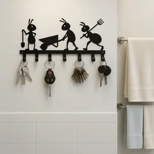 CIFbuy™™ Ant-Themed Wall-Mounted Organizer - Contemporary Metal Keychain With Durable Hooks - Secure Storage For Keys, Coats & Hats - Ideal Utility Hooks For Office, Hallway & Entryway Decor Wall Sculptures