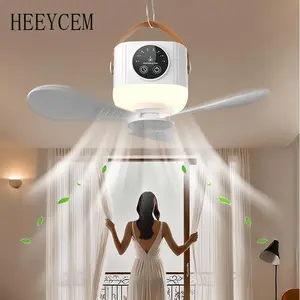 Portable USB Rechargeable Ceiling Fan with LED Light, Ceiling Fan Lights, Remote Control, Timed Dimming, Adjustable Wind Speed, Suitable for Indoor/Outdoor Use, Great for Summer Camping and Home Cooling, Remote Control Fan, USB Portable Fan