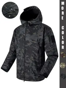 Men's Heavyweight Waterproof Windproof Jacket, Camo Tactical Outdoor Coat, Fleece Lined Warm Zipper Pockets, Tear-Resistant Hunting Hiking Gear, Waterproof Windproof Outerwear