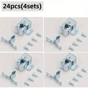 Dual Ball-Bearing Wheel Lock Fastener for Cabinets, Spring-Loaded Door Latch for Wardrobes and Cupboards, Hardware Tool, No Screws Included