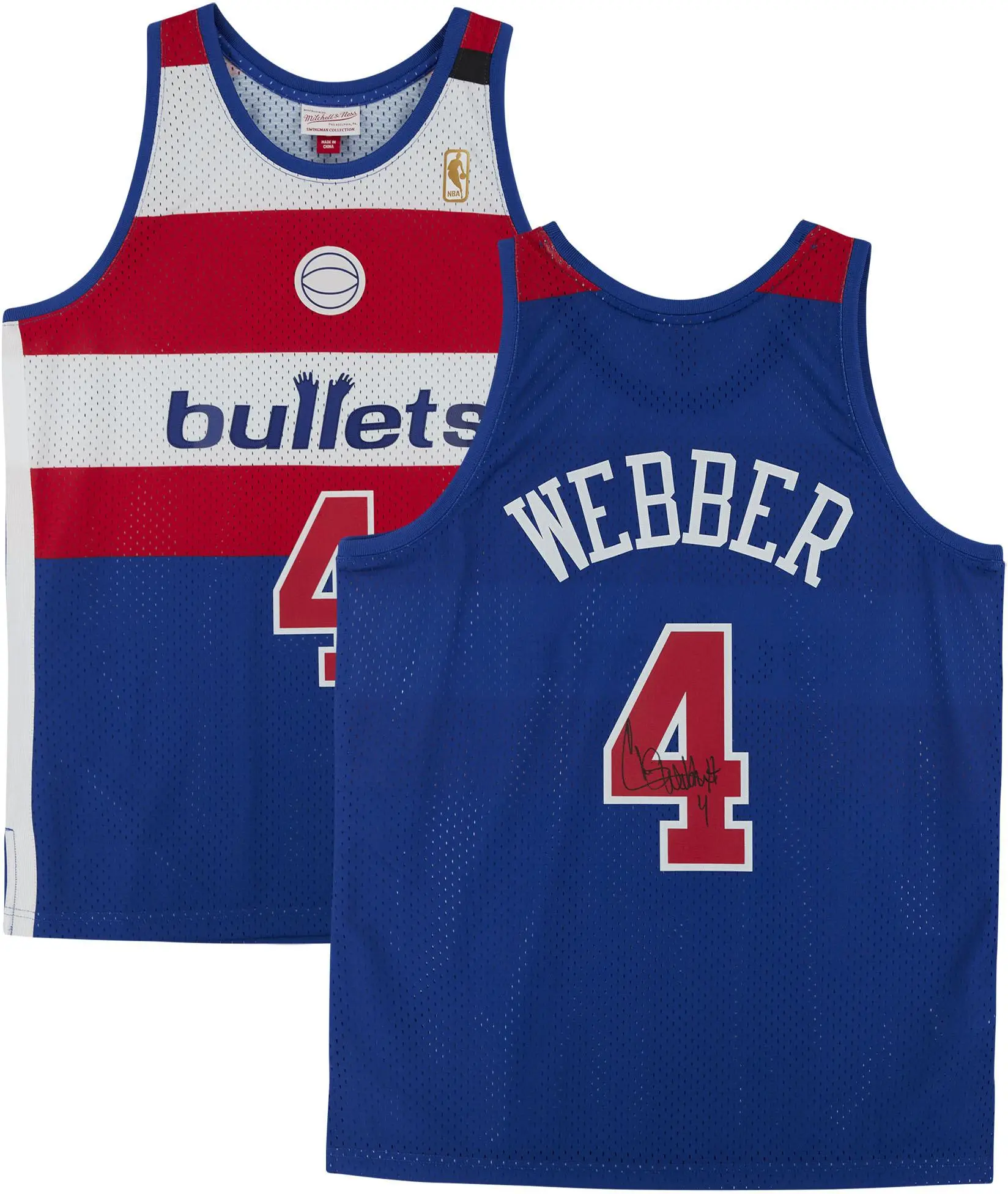 Chris Webber Washington Bullets Autographed Mitchell & Ness 1996-1997 Red White and Blue Replica Jersey - Fanatics Authentic Certified