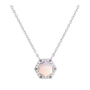 Affinity Gems Ethiopian Opal & White Zircon Necklace, Sterling