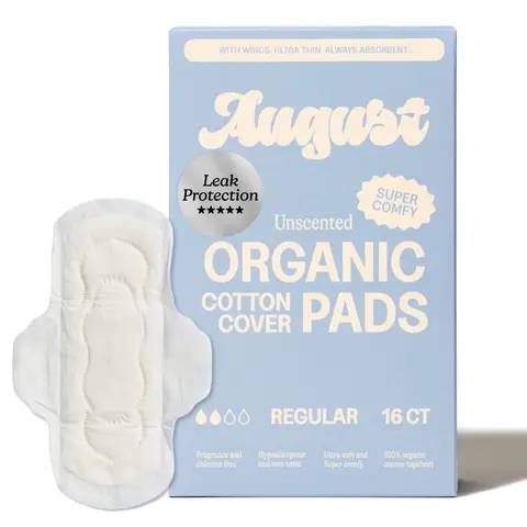 August Regular Pads – Light to Medium Flow | Zero-Feel. Organic Cotton