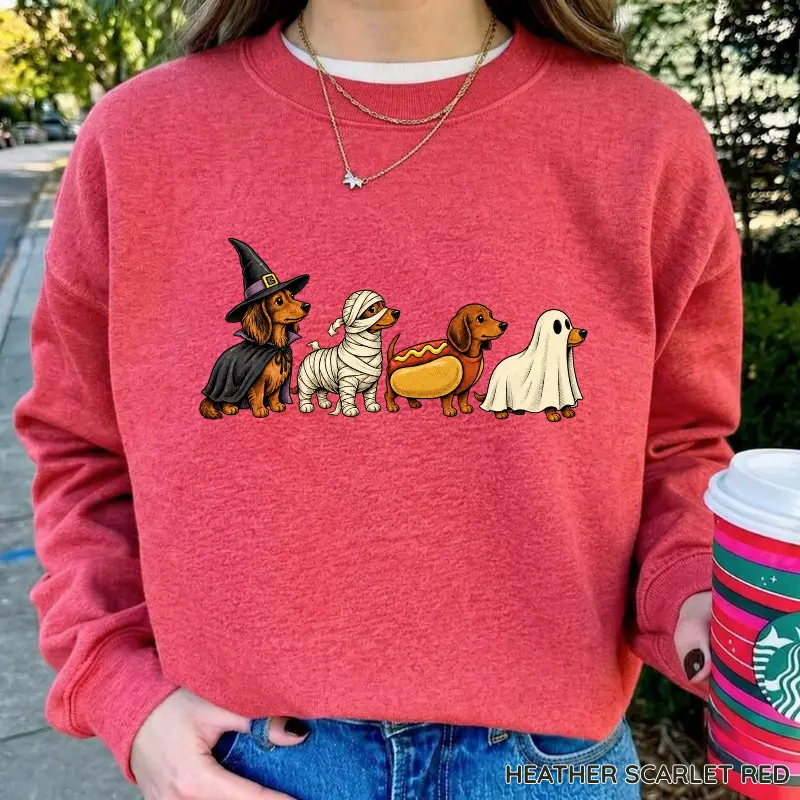 Halloween Dachshund Sweatshirt, Cute Wiener Dog Ghost Mummy Crewneck, Funny Dachshund Halloween Sweatshirt, Dog Lover Fall Gift