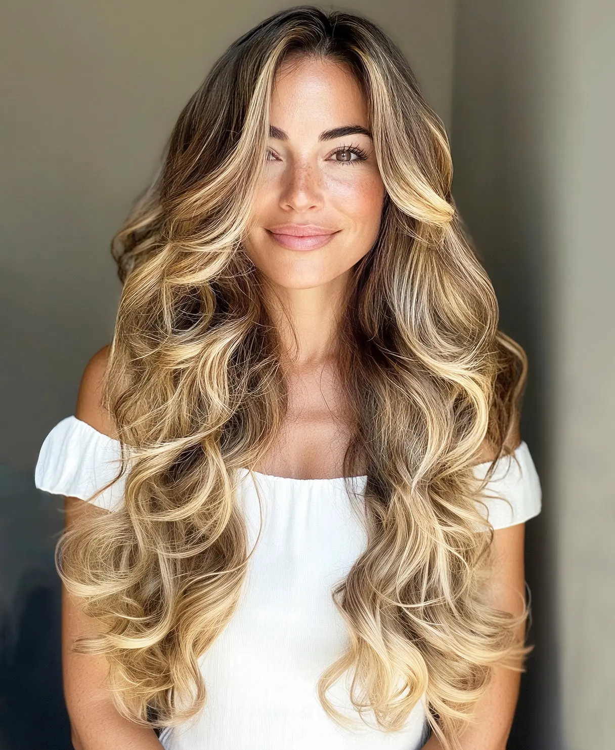 invisible clip-in hair extensions rooted beige highlights.