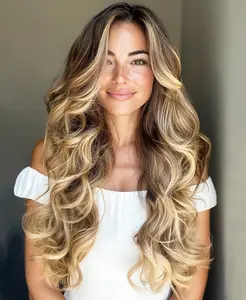 invisible clip-in hair extensions rooted beige highlights.