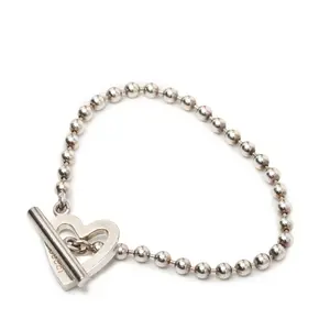 Pre-owned GUCCI Sterling Silver 925 (Ag925) Small Leather Goods Heart SV925 Silver Bracelet