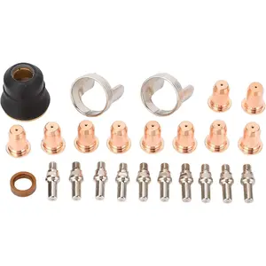 24 Piece IPT40 Tip Electrode Kit for Cut 55DS Pro Cut 65DS Plasma Consumables Set with Brass Zinc Alloy Stainless