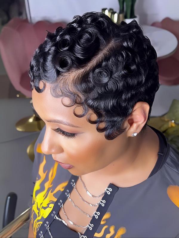 Short Pixie Cut Wigs Human Hair Curly Lace Front Human Hair Wigs For Women Natural Black Hair 13x4 Lace Wigs Curly Bob Wig