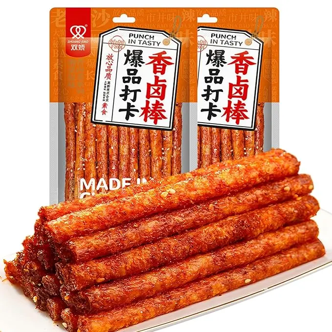 SXETBEAN 2 Packs Spicy Strips, Latiao Style Wheat Snack, 108g (3.8oz) Each Pack, Ready to Eat Chewy Savory Snack for Home, Office and Travel