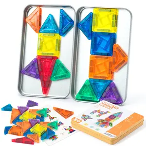 60pcs Mini Magnetic Tiles Set for Traveling, Car Toys, Portable 3D Magnetic Building Blocks, Sensory Toys, Kids Educational Toy