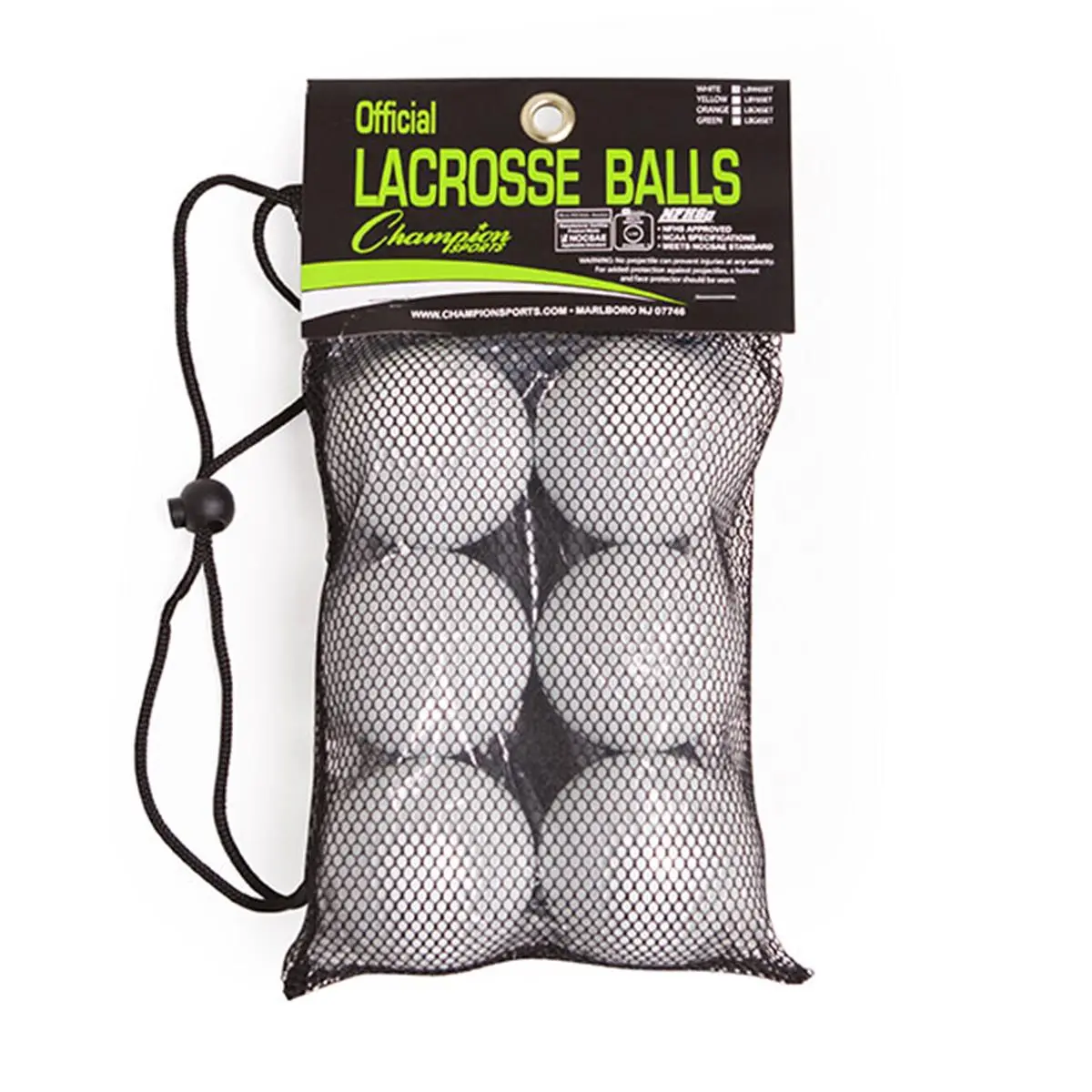 212 MAIN Official Size NOCSAE-Certified Lacrosse Ball Set - White, Set of 6