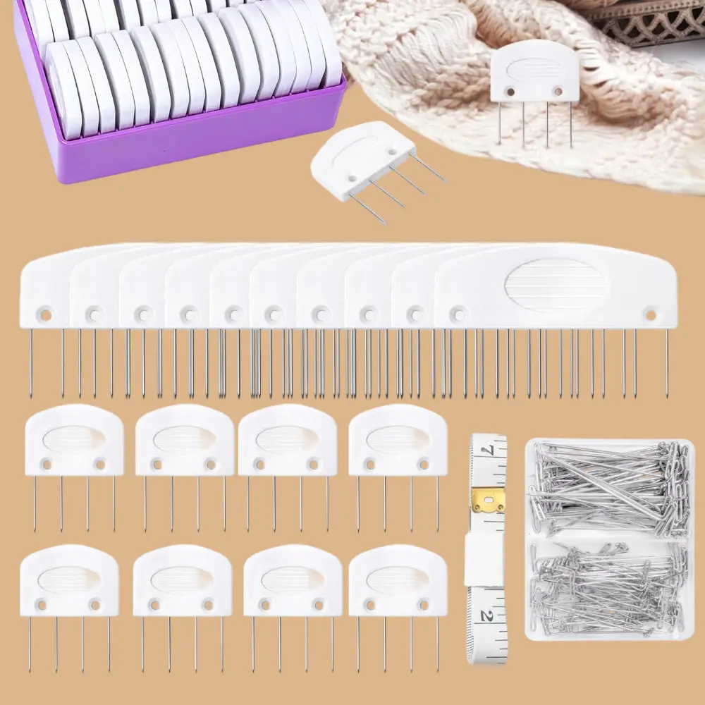 [Summervibes] 130 Pcs Knit Blocking Pins Kit for Knitting & Crochet Projects,20 Knit Blockers,Blocking Combs,Knitting Block Pins for Blocking Mats,Crochet Block Set with 100 T-Pin and Storage Box,Hand Tools Kits