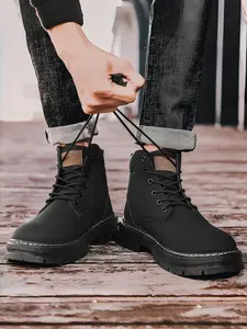 High-Top Trendy Casual Boots, Leather Outdoor Men's Shoes, Stylish Fashion Footwear for Men, Comfortable and Durable