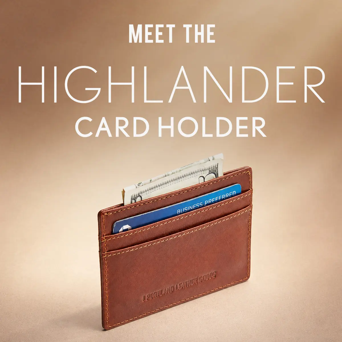 Portland Leather Highlander Card Holder - Real Leather Slim RFID Minimalist Wallet