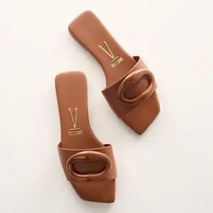 Vizzano Women's Flat Sandal for Casual Wear Comfortable Stylish Oval Detail Walking Shoes - Girl