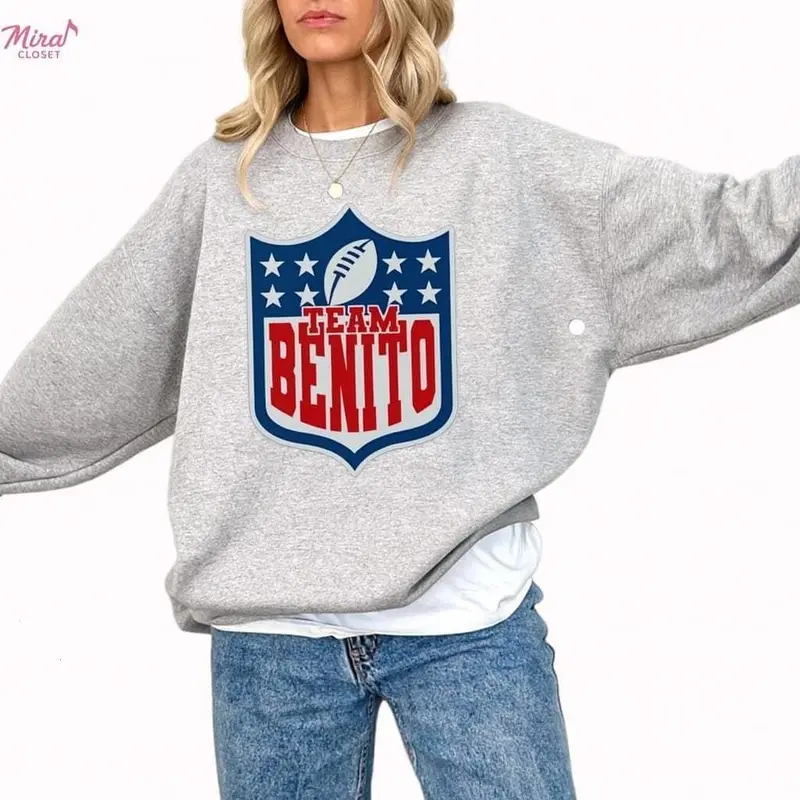 [Sale Up To 50%] Team Benito Sweatshirt – Retro Football Shield Graphic Crewneck Pullover